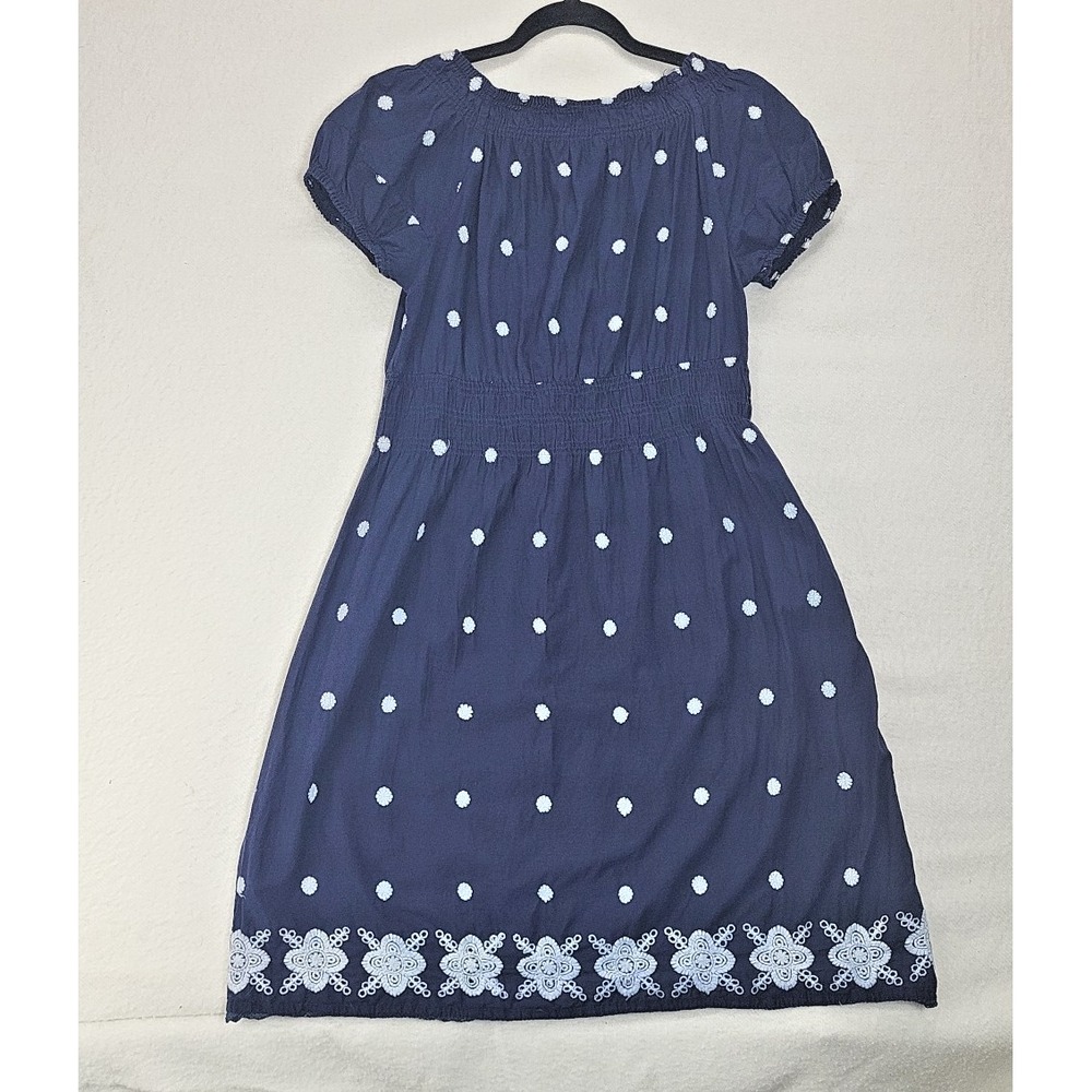 Vtg Cute Options Dress Women's Large Blue Floral Boho Milkmaid Embroidered Midi - Picture 3 of 13